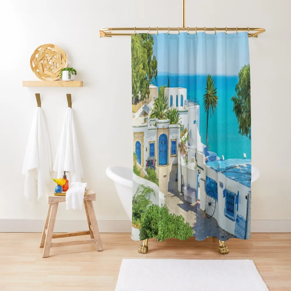 

Sidi bou said tunisia Shower Curtain For Shower Waterproof Fabric Shower Curtain