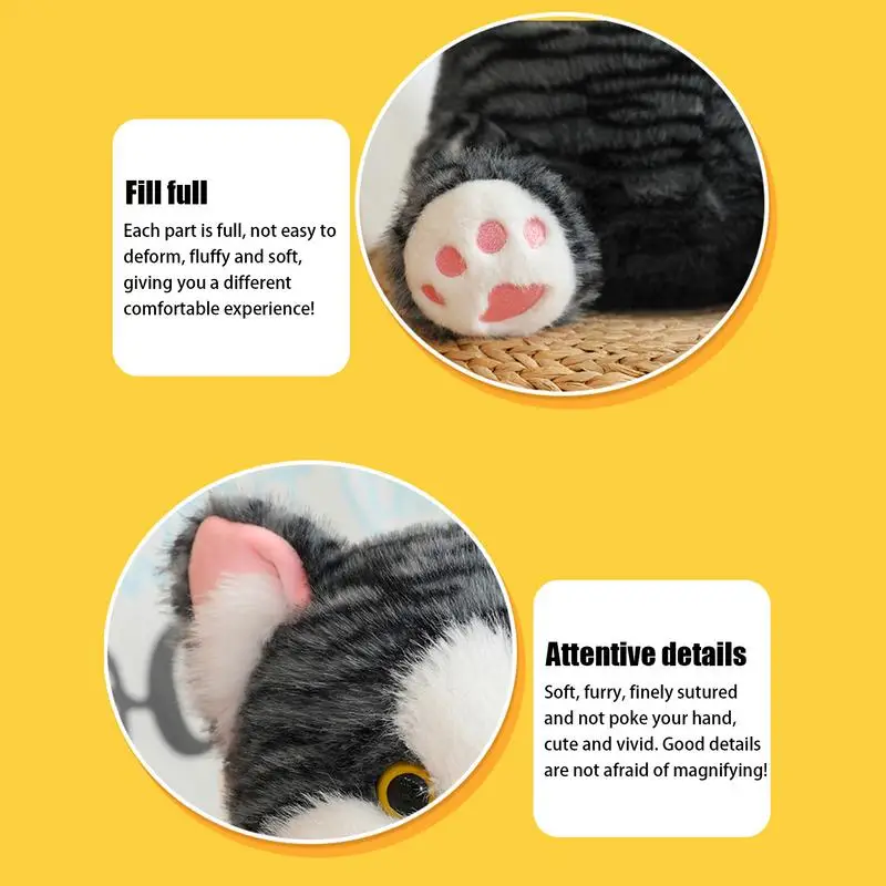 AdTosCat-Oreiller en peluche pour chat, jouets en peluche, poupées modèles uniques, animaux doux, 9.84 po