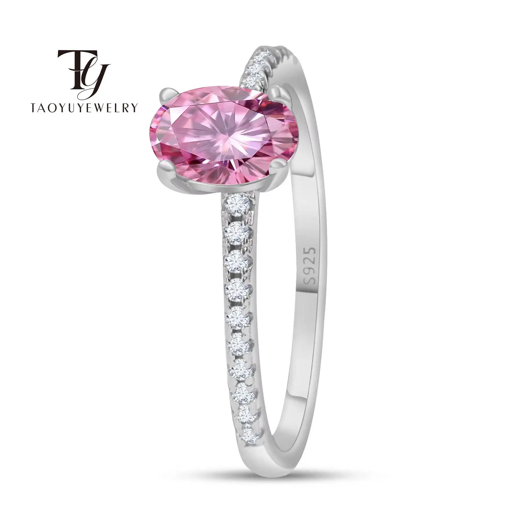 1CT D Color 925sterling Silver Moissanite Luxury Egg Flower Ring With Certificate Elegant Women Gemstone Ring  For Wedding