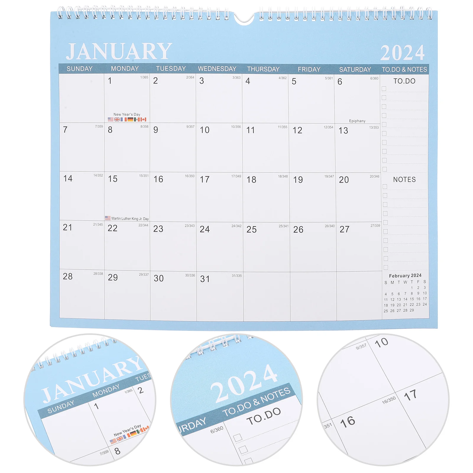 2025 English Calendar Sturdy Daily Use Noting Hanging Large 2024 Hanging Calendar Lunar Household