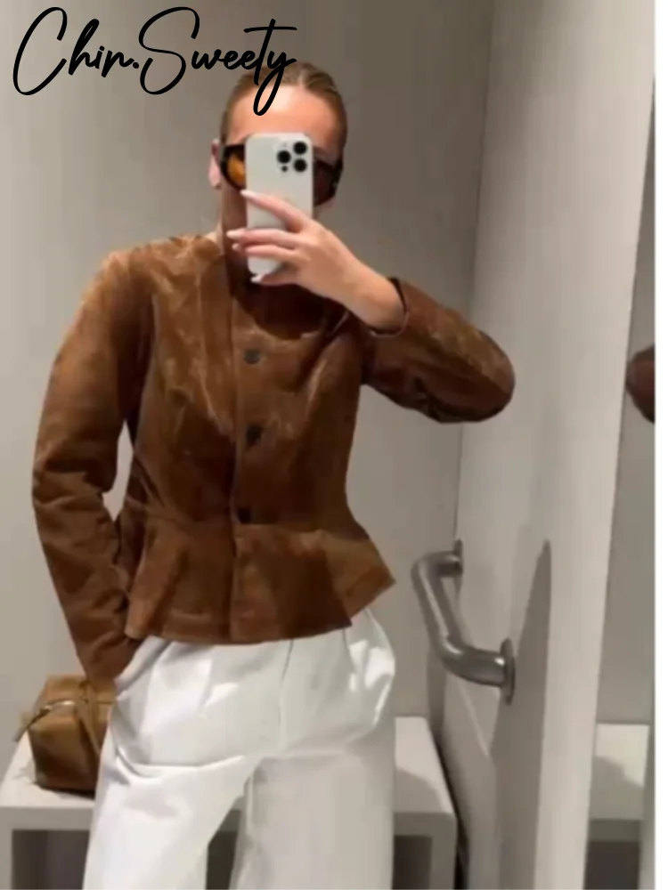 معاطف نسائية عصرية غير رسمية بأربطة وأكمام طويلة ورقبة دائرية سترات نسائية متينة واحدة الصدر لخريف 2025 ملابس خارجية نسائية جديدة للشارع