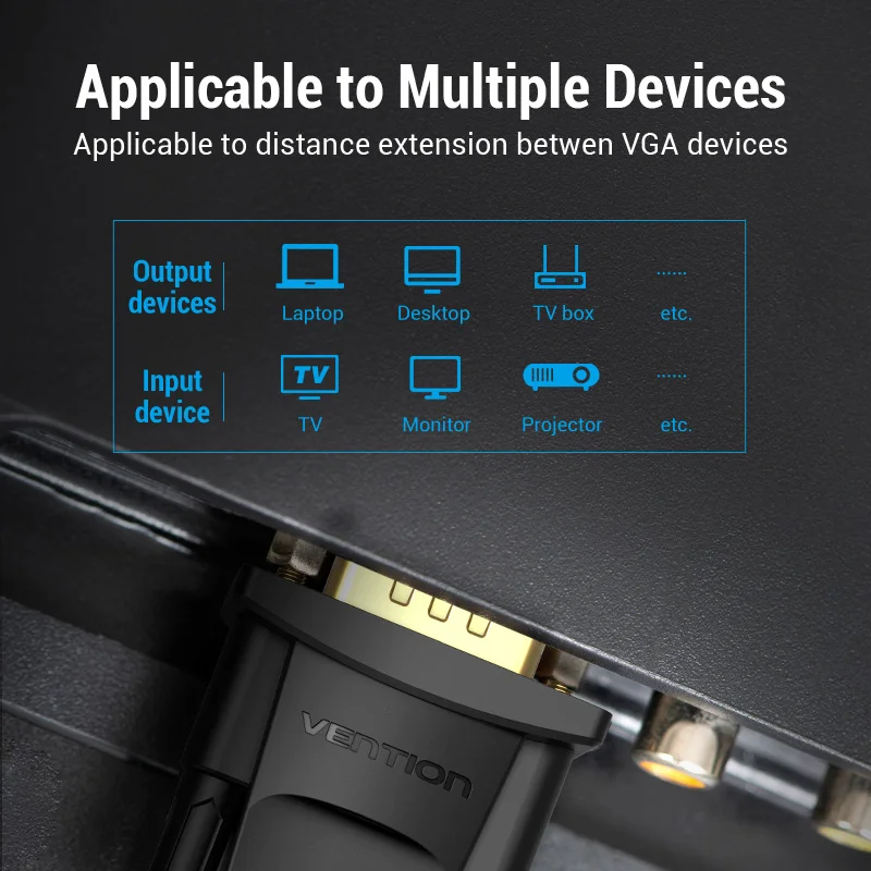Удлинитель кабеля Vention Удлинительный кабель VGA, 1 м, 1,5 м, 2 м, 3 м, высококачественный штекер-гнездо, Кабель VGA для монитора компьютера, проектора, 5 м