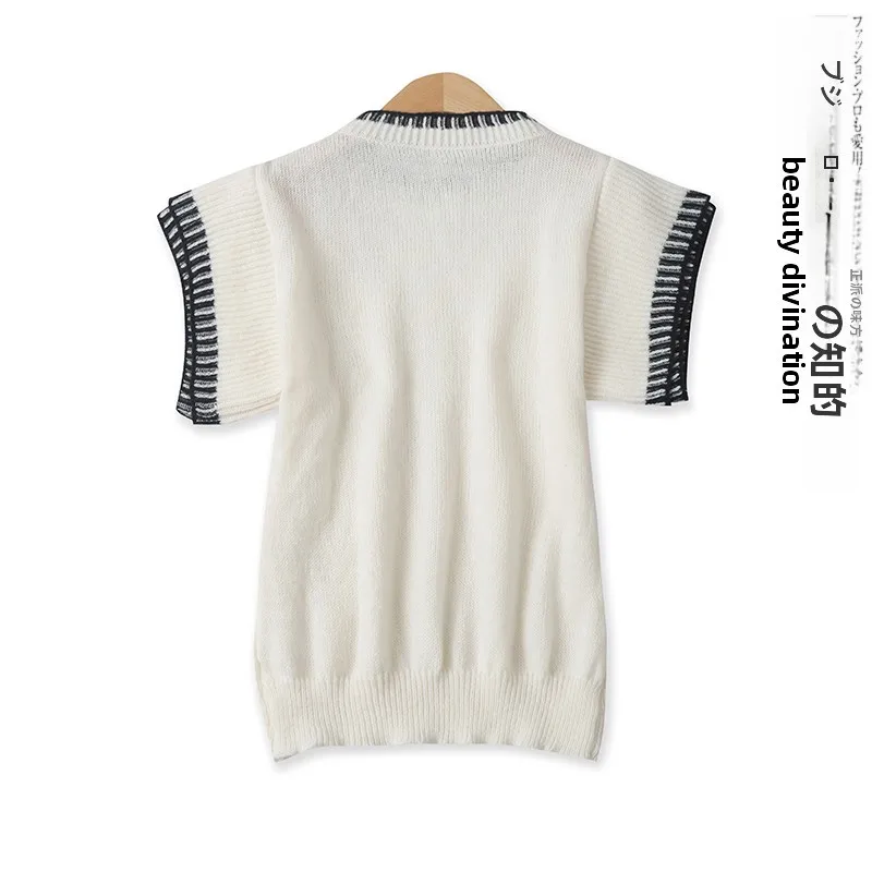 Fashionable Knitted Vest Women's Slim Fit High Elasticity Double Layer Short Sleeve Tank Top New Arrival Autumn Season