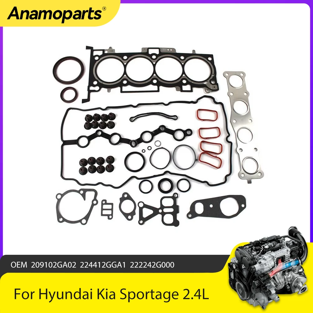 

Engine Parts Full Gasket Set Kit Fit 2.4 L For 15-21 Hyundai Tucson Santa Kia Sportage Optima 2.4L l4 Gas GDI G4KJ 209102GA02