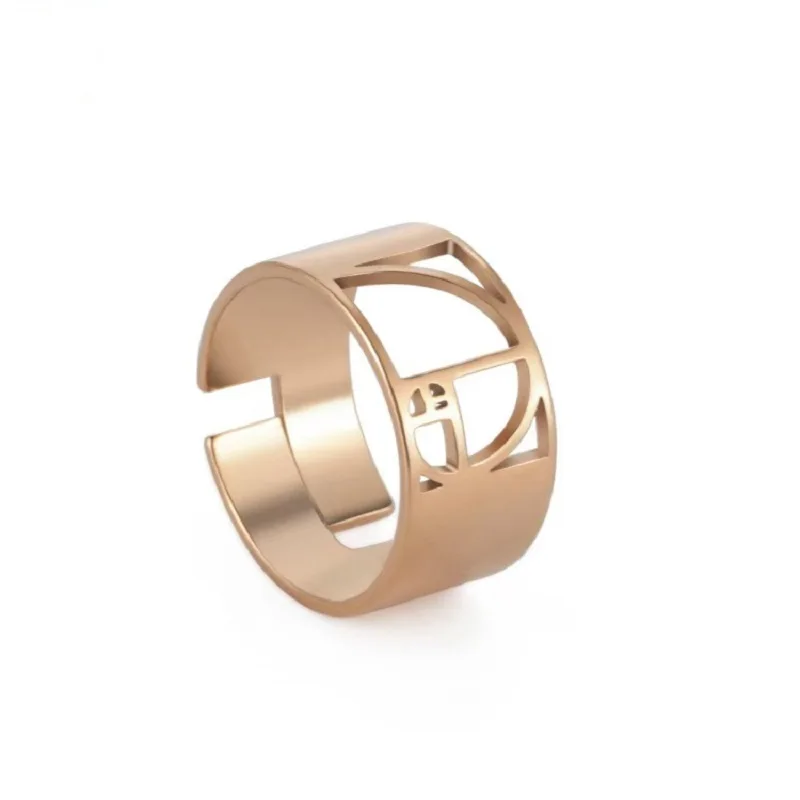 Stainless Steel Geometry and Mathematics Triangle Spiral Ring