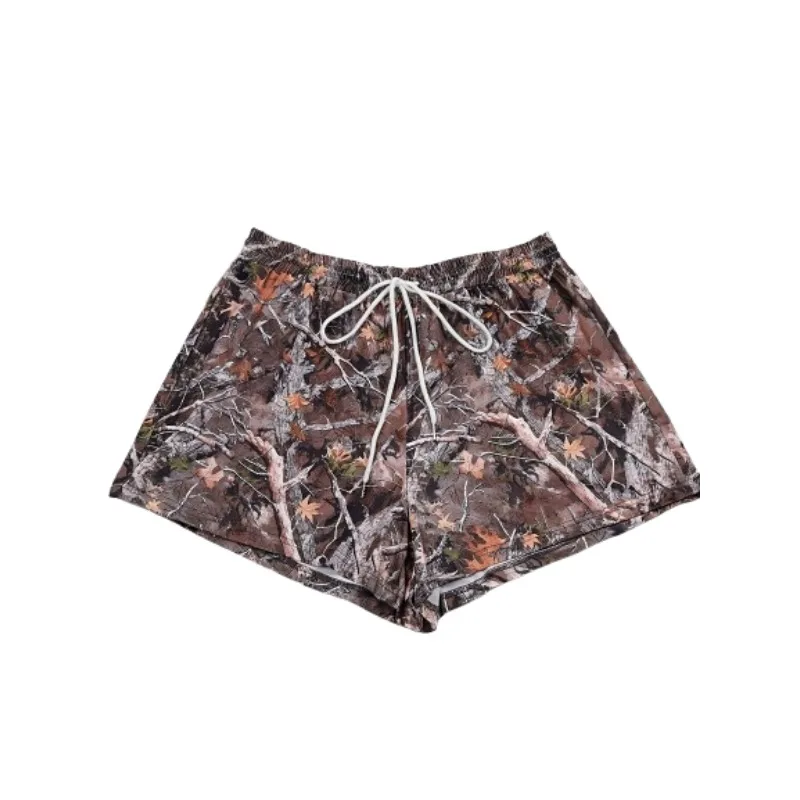 Plus Size Women's Fashionable Versatile Printed Elastic Waistband Drawstring Short Casual Pants