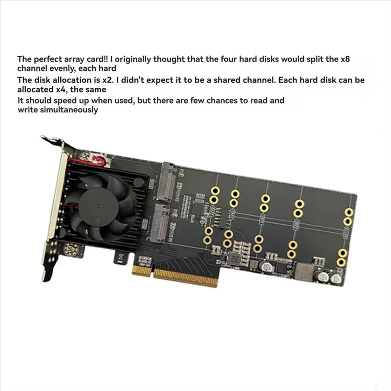 Well Made-PLX8747 4-Bay Nvme Pcie 3.0 X8 Expansion Card Supports M. 2 SSD with Fan Plug Play Half-Height/Full-Height Brackets