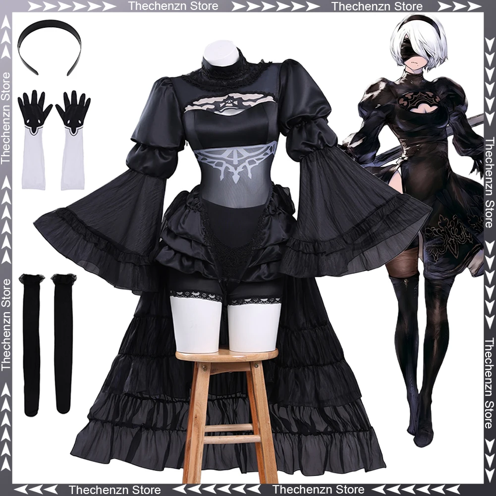 

Костюм для косплея по аниме-игре NieR Reincarnation YoRHa 2B: фэнтезийное свадебное платье, женский наряд для Хэллоуина, праздничный костюм для взрослых женщин