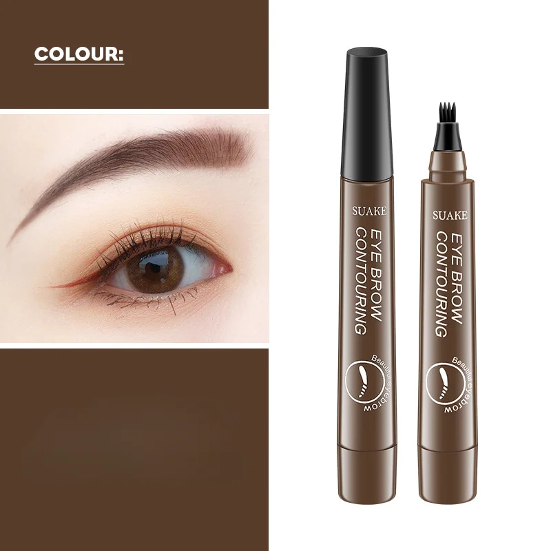 5 colori Waterproof 4 Fork Tip matita per tatuaggi per sopracciglia penna per sopracciglia liquida marrone a lunga durata cosmetici per gli occhi trucco di bellezza per le donne