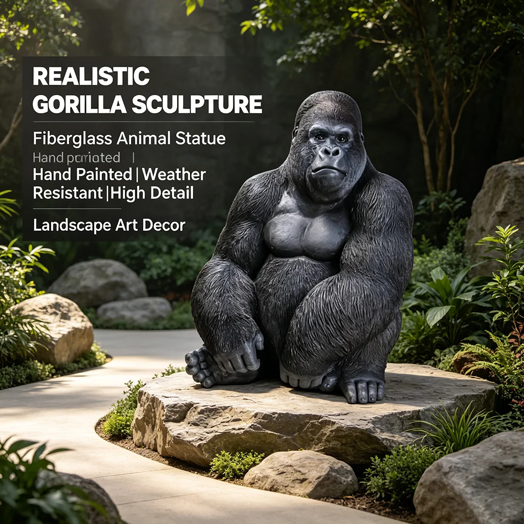 ODM Custom Giant Ape Sculpture Hyper Realistic Anti-Crack Forest Scenic Area Landscape Decor OEM Available