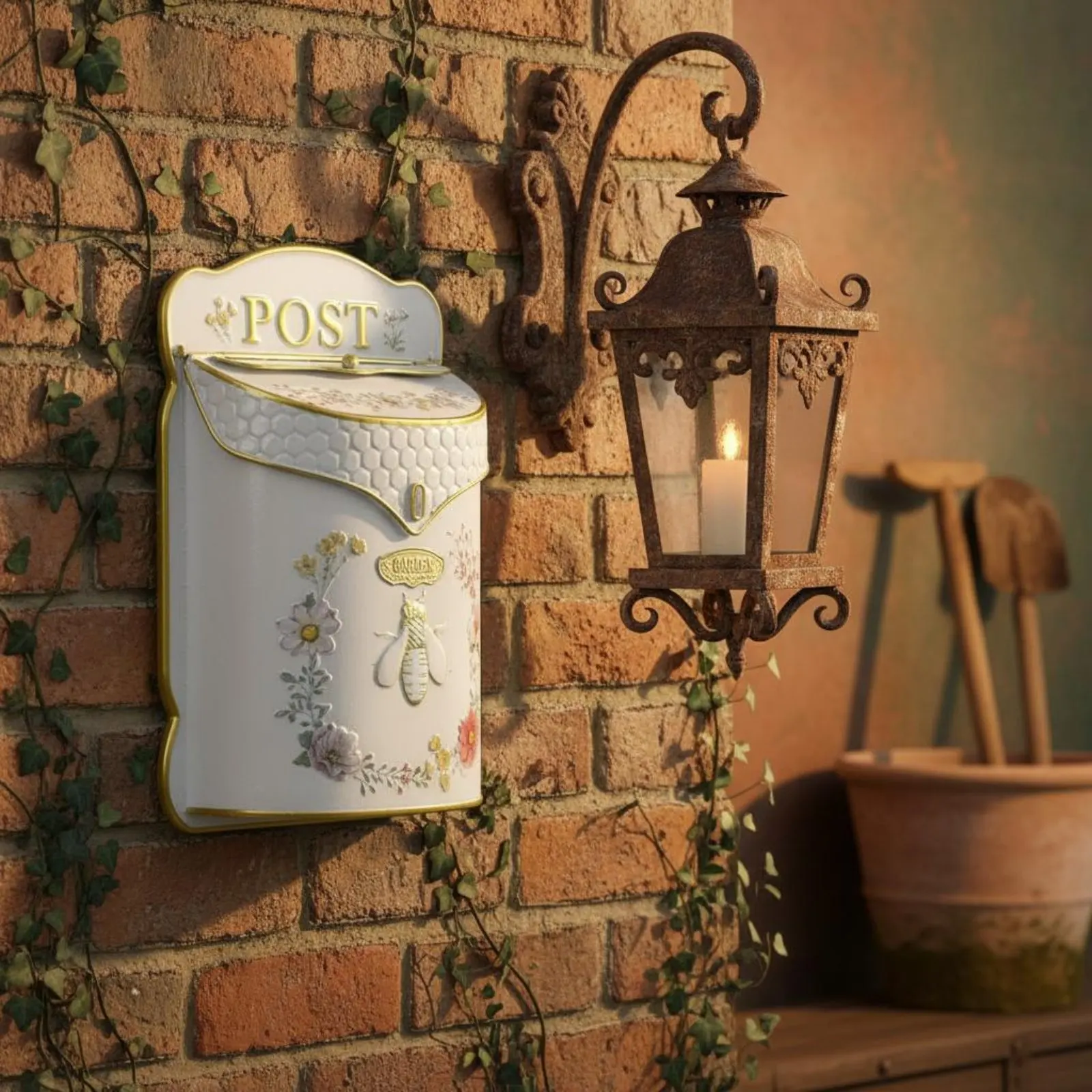 European Design Letterbox Decorative Vintage Wall Mailbox Wall-Mounted Mailbox Multipurpose Use Rustic Letterbox for Front Door