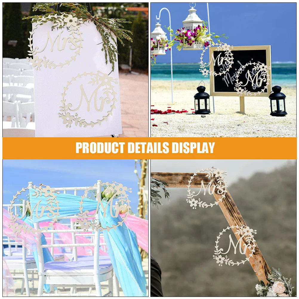 

2Pcs Wedding Wooden Craft Mr and Mrs Signs Hanging Decor for Chairs and Tables Festive Style Wedding Decorations