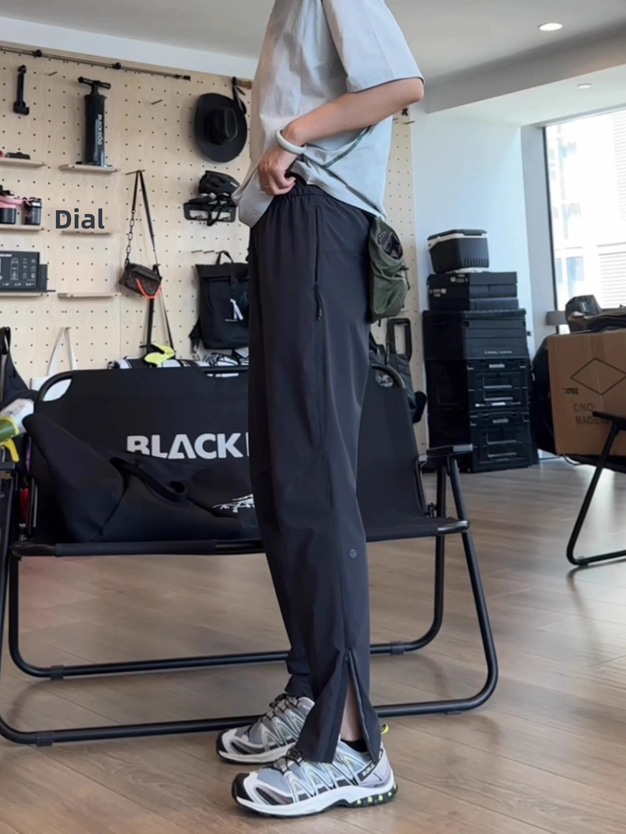 

American Sle Zipper Ice Silk Qui Dry Men's Summer Outdoor Cycling Running Sports Pants Conical Slimming Workwear Trousers