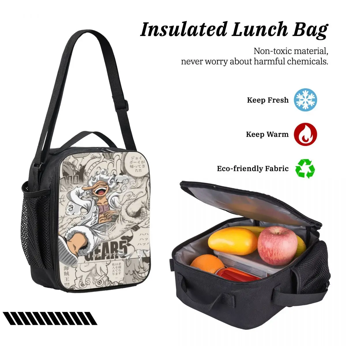 3Pcs Luffys O-one-pieces Accessories Backpack Set for Kids Pen Bags Bookbag Sets with Lunch Box For School Students Daypack - view 4