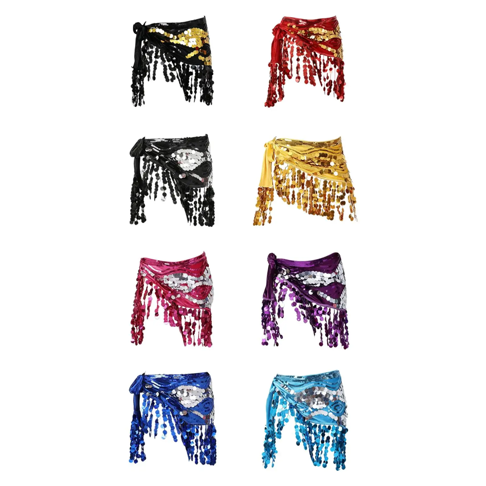 Belly Dance Hip Scarf Wrap Shiny Sparkly Waist Chain for Performance Women Girls