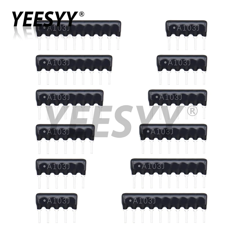 10pcs 9PIN 8PIN 7PIN 6PIN 5PIN exclusion Network Resistor array DIP 100 220 470 680 1K 1.2K 1.5K 2K 2.2K 4.7K 5.1K 10K 100K ohm