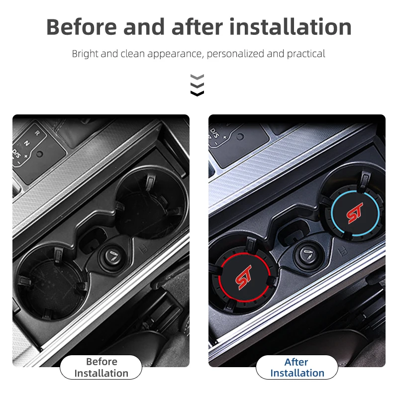 2Pcs Car Coaster Console Silicone Water Cup Anti-slip Pad Accessories For Ford ST Racing Performance Focus Mk2 Mk3 Fiesta Ranger view 5