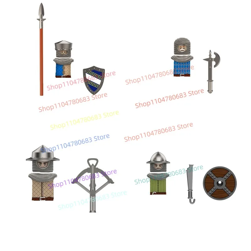 MOC ビルディングブロック中世農場民兵ミニフィギュア組立モデルアニメ漫画アクセサリーおもちゃギフトグッズ