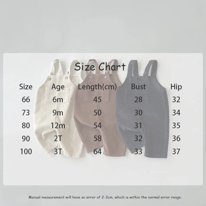 Neue Frühjahr Kleinkind Baby Jungen Mädchen Solide Cord Hosenträger Strampler Weiche Kinder Grundlegende Overall Overall Kleidung – Detail 1
