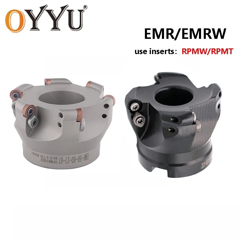 OYYU 1PCS EMR EMRW 5R 6R Face Milling Cutter Head Plate EMRW6R EMR5R Round Nose Cutting Lathe CNC Machine Carbide Inserts RPMT