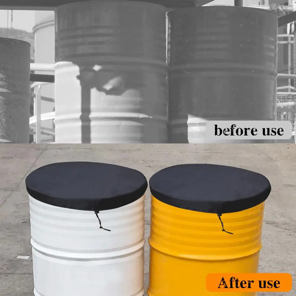 Gallon Drum Cover with Stretchable Adjustable Drawstring Fit Most Water Barrel and Trash Can Waterproof Rain Barrel Cover