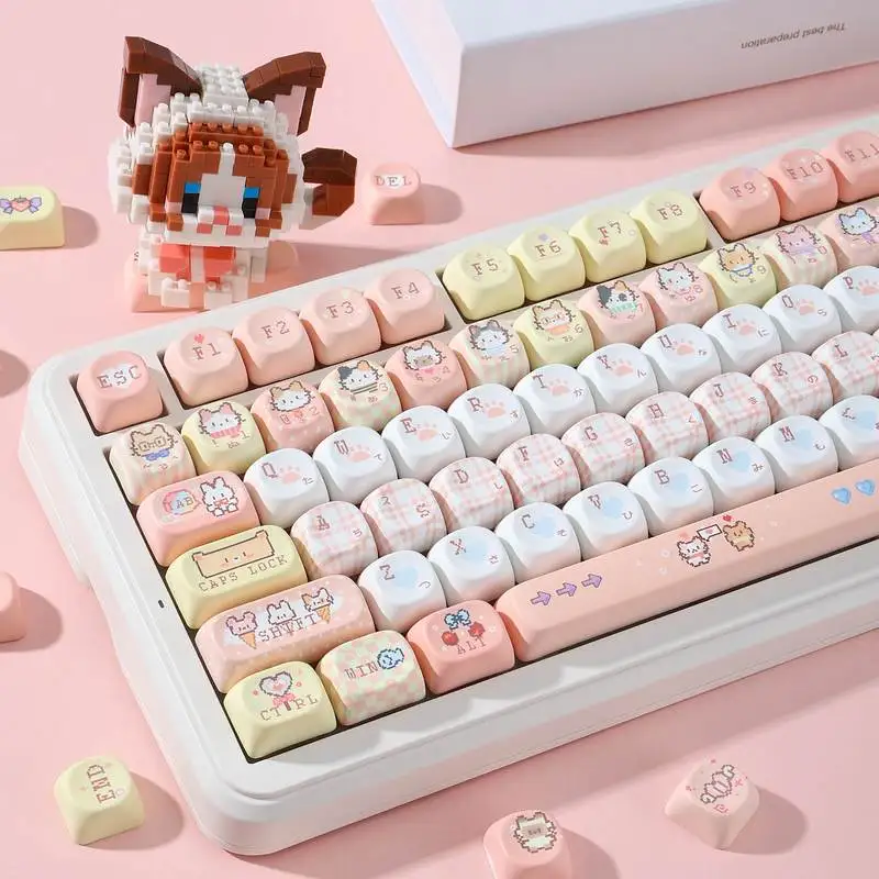 Pixel Cat Keycap MOA Original Personalized Female Pink Cute Mechanical Keyboard Cap PBT 75 98 68