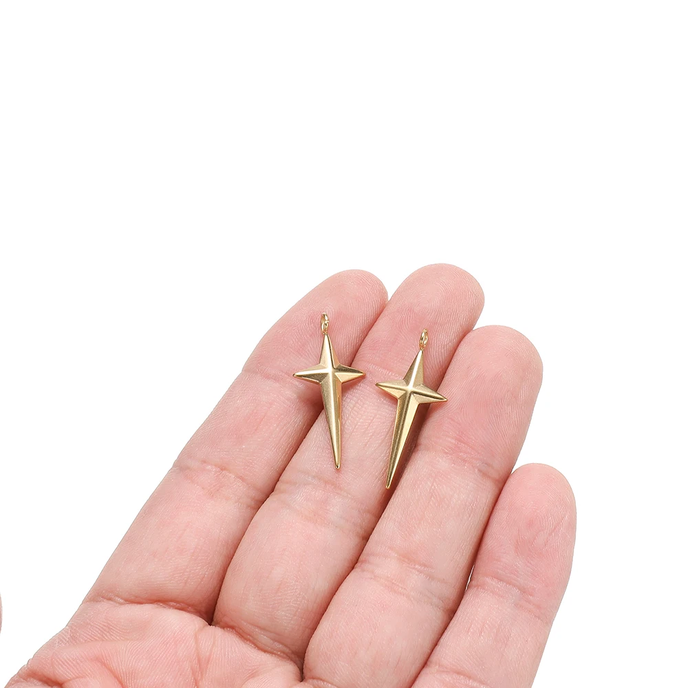 5 Stück Edelstahl-Stern-Kreuz-Anhänger für Ohrringe, DIY-Schmuckanhänger, Zubehör für die Schmuckherstellung, Armbandzubehör – Detail 6