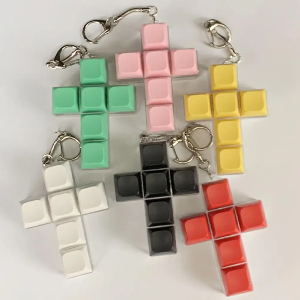 Fidget Keyboard Keychain Keyboard Fidget Toy Keychain Stress Relief Clicker Portable 6-key Anxiety Decompression for Travel