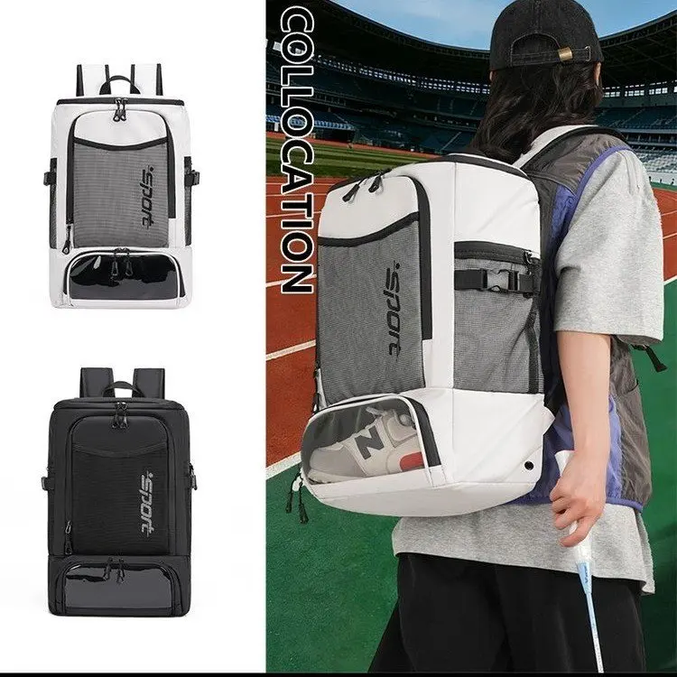 New Men's Large Capacity Football Training Backpack with Shoe Compartment Outdoor Sports Travel Equipment Bag Trendy Dual-Sho...