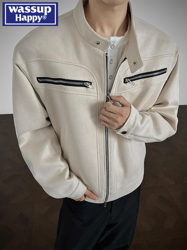 

Wassup Happy American Sle Workwear Jaet Men's Spring Autumn Winter Design Sensation Suede Outerwear Casual Loose Fit