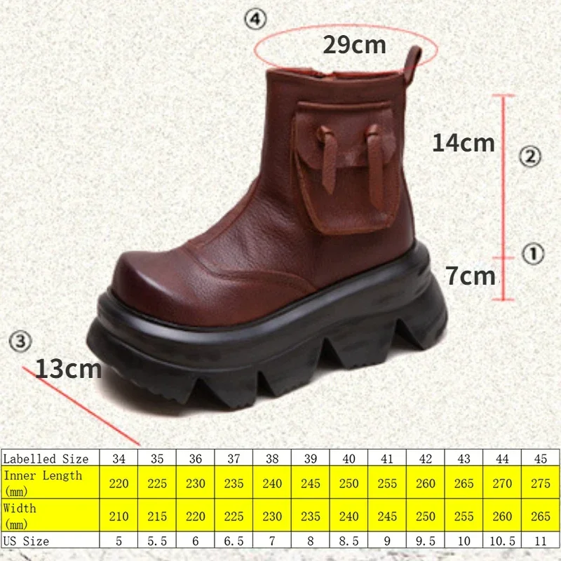 Krasovki 7cm Natural Genuine Leather Chimney Fashion Ankle Booties Women Moccasins Autumn Boots Motorcycle Ladies Spring Shoes image 2