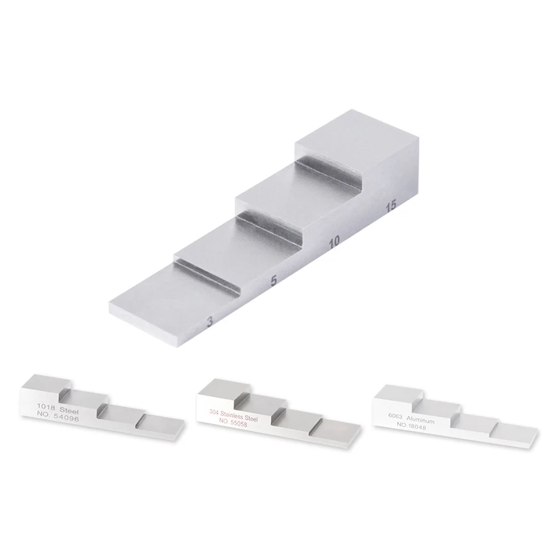 4 Step 3-5-10-15 mm Wedge Calibration Block for Ultrasonic Thickness Gauge Calibration Carbon Steel / 1018 Steel