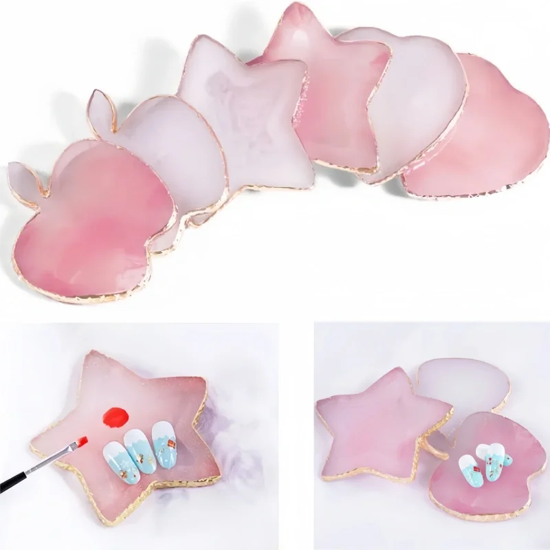 Resin Agate Stone Nail Art Palette False Nail Tips Mixing Color Drawing Pallet Gel Polish Display Shelf Manicure Tool