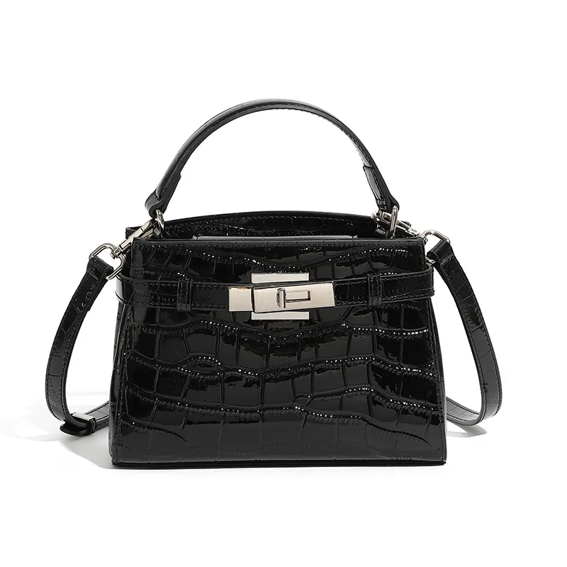 

Fashionable Minimalist Stone Pattern Shoulder Bag Handheld Square Bag Versatile Genuine Leather Crossbody Bag with Mobile Pocket