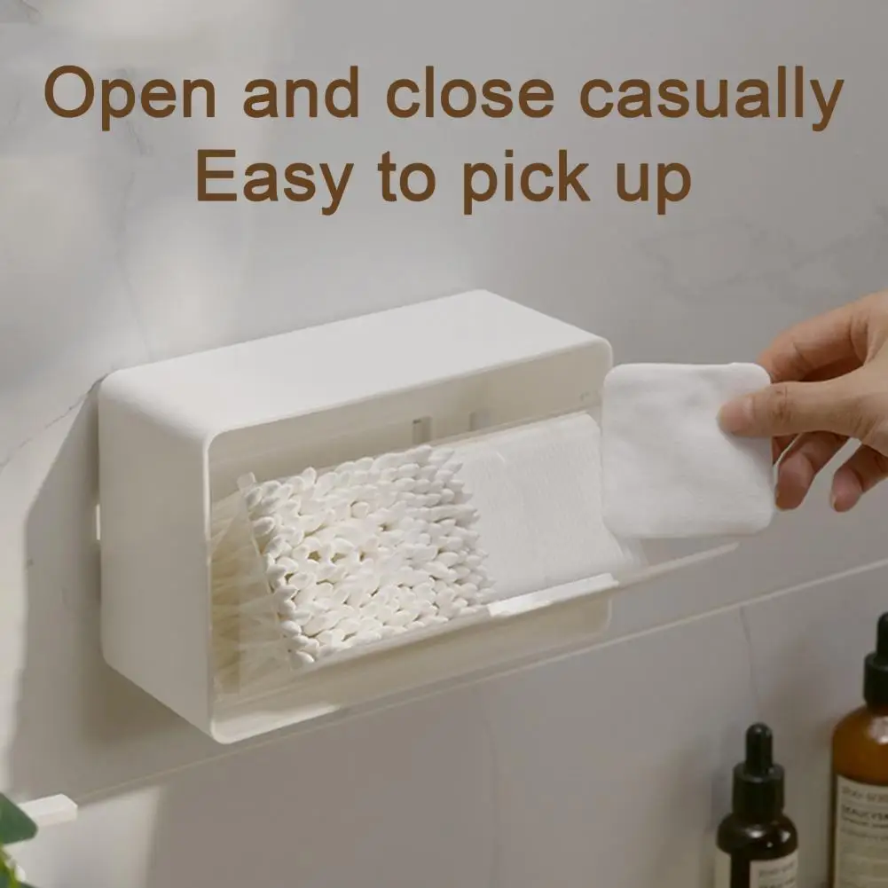 

1pcs Cotton Swab Storage Box with Partitioned Layout FlipTop Dust-Proof Bathroom Organizer Cotton Pad Holder Bathroom Accessory