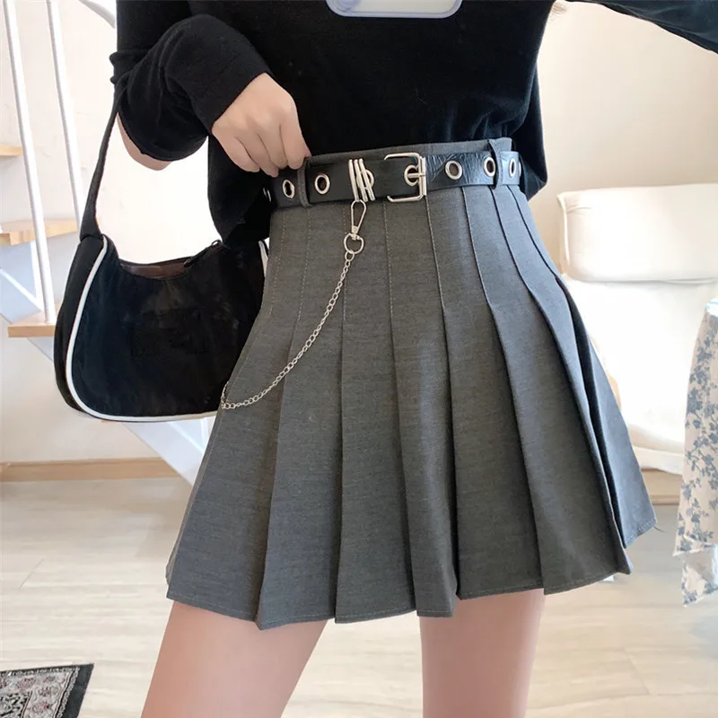 Sommer Frauen Eisenring aushöhlen hohe Taille Rock dunkle gotische Miniröcke sexy Gothic Kleidung schwarz coole Mädchen Streetwear