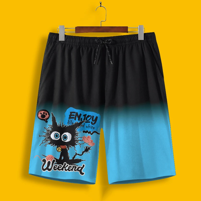 

Мужские гавайские плавки, шорты с 3D градиентным принтом котенка, быстросохнущие спортивные шорты для отдыха на открытом воздухе, модные мужские шорты