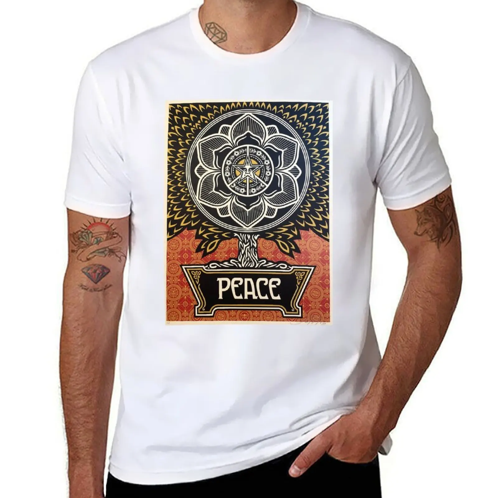 

Футболка Peace Shepard Fairey, футболки из хлопка, 100% футболка, мужская роскошная футболка