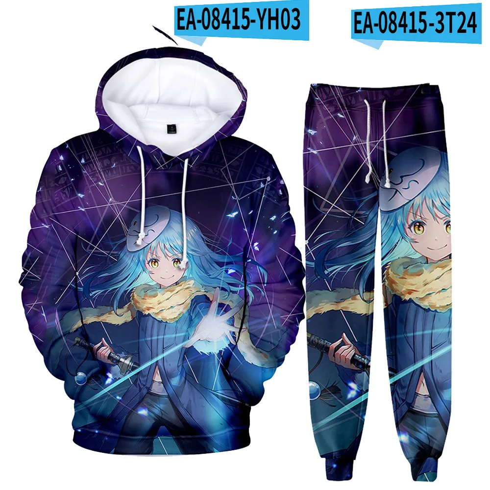 Japanese Anime Hoodies 3D Printed Cosplay pants+Hoodie 2PCS Set Tracksuit Men Oversize Vintage Streetwear Kids Hoodie Pants Set