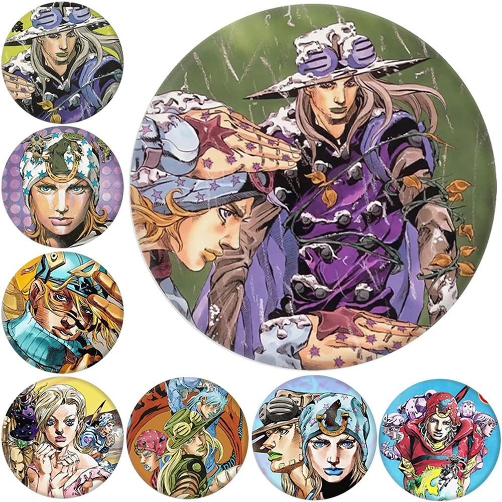 58mm Anime SBR Steel Ball Run JoJo’s Bizarre Adventur Cosplay COSTUME Badge Pin SPTE Tinplate Brooch﻿ Prop