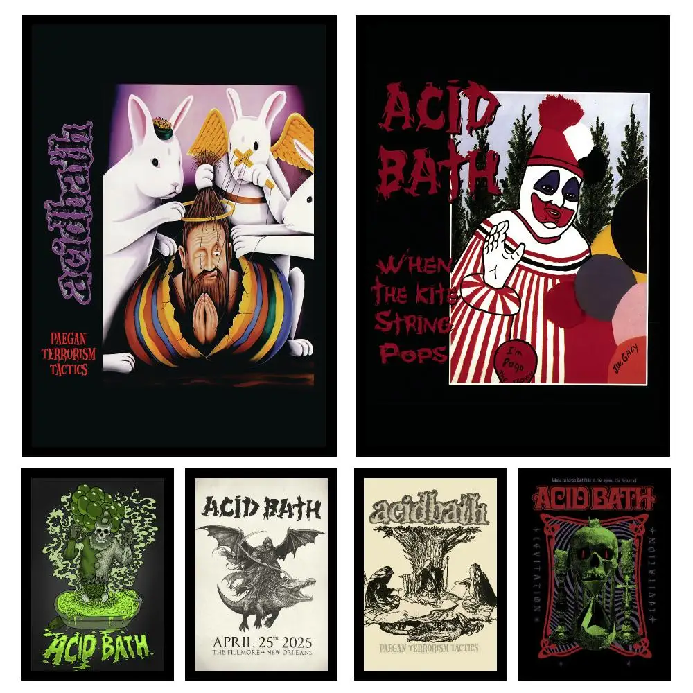 Band A-Acid B-Bath Poster Self-adhesive Art Waterproof Paper Sticker Coffee House Bar Room Wall Decor