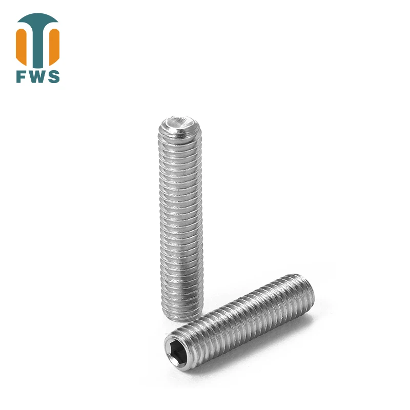 304 DIN916 ISO4029 M2M2.5M3M4M5 Stainless Steel Grade Alloy steel Hex Socket Set Screws Grub Screw 20/50/100 PCS