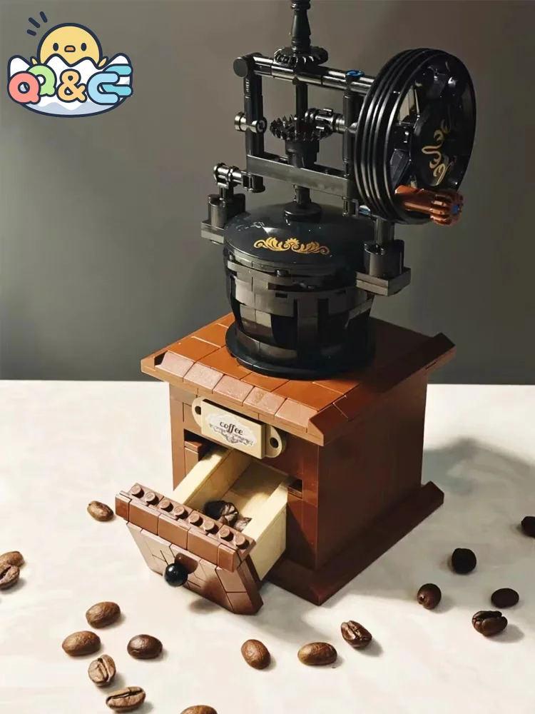 467Pcs Vintage Coffee Machine Building Block Classic Imitation Hand Coffee Macker Desktop Decoration Bricks for Kid Toys Adults