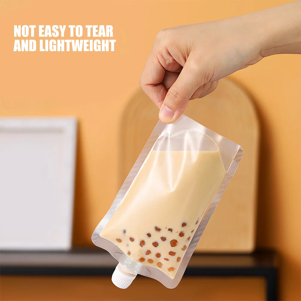 

100Pcs Food Sealing Packaging Bags Portable Plastic Flasks Multi-Function Beverage Pouches Tight-Fit Cap for Juice Soy Milk