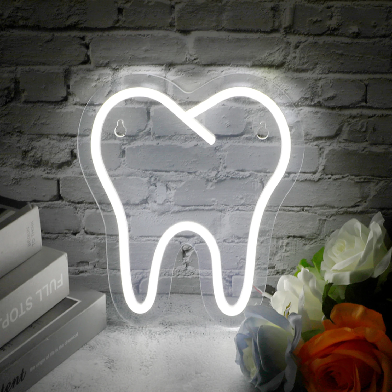 New Vibrant Neon LED Tooth Sign Light - Eye-catching and Colorful Party Table Decor - Festive Display for Shop Window and Art Ro