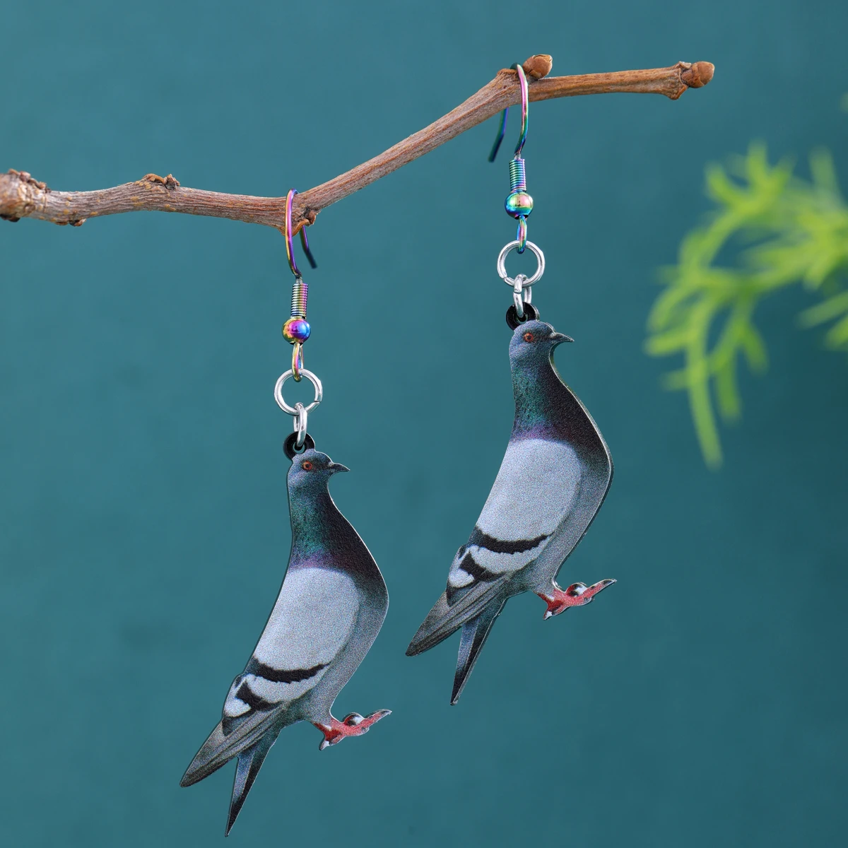 1 cute animal bird earrings, colorful and flat dove earrings, a perfect personality gift for men and women