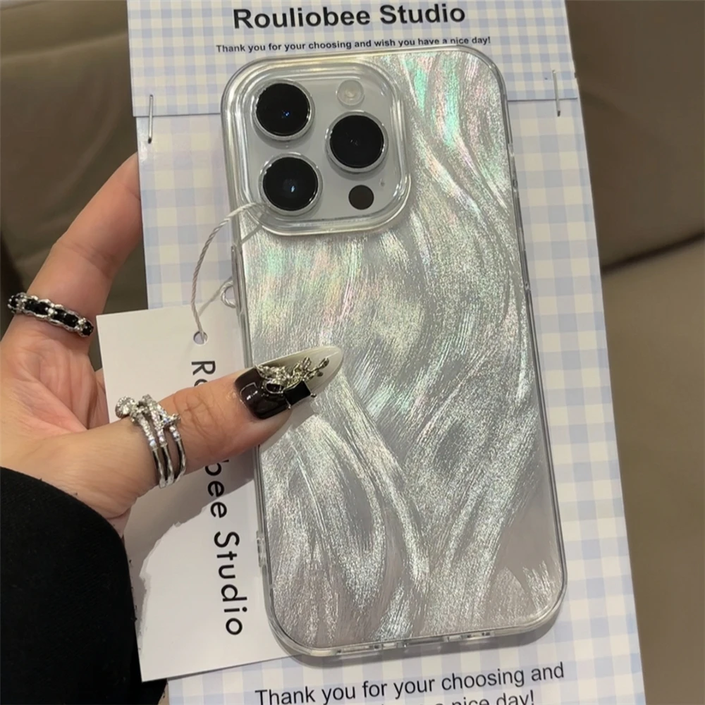 Роскошный чехол с серебряным пером и лазерным блеском для Xiaomi Redmi Note 14 Pro 5G 14 Pro Plus Note 14 13 Pro, противоударная задняя крышка для телефона