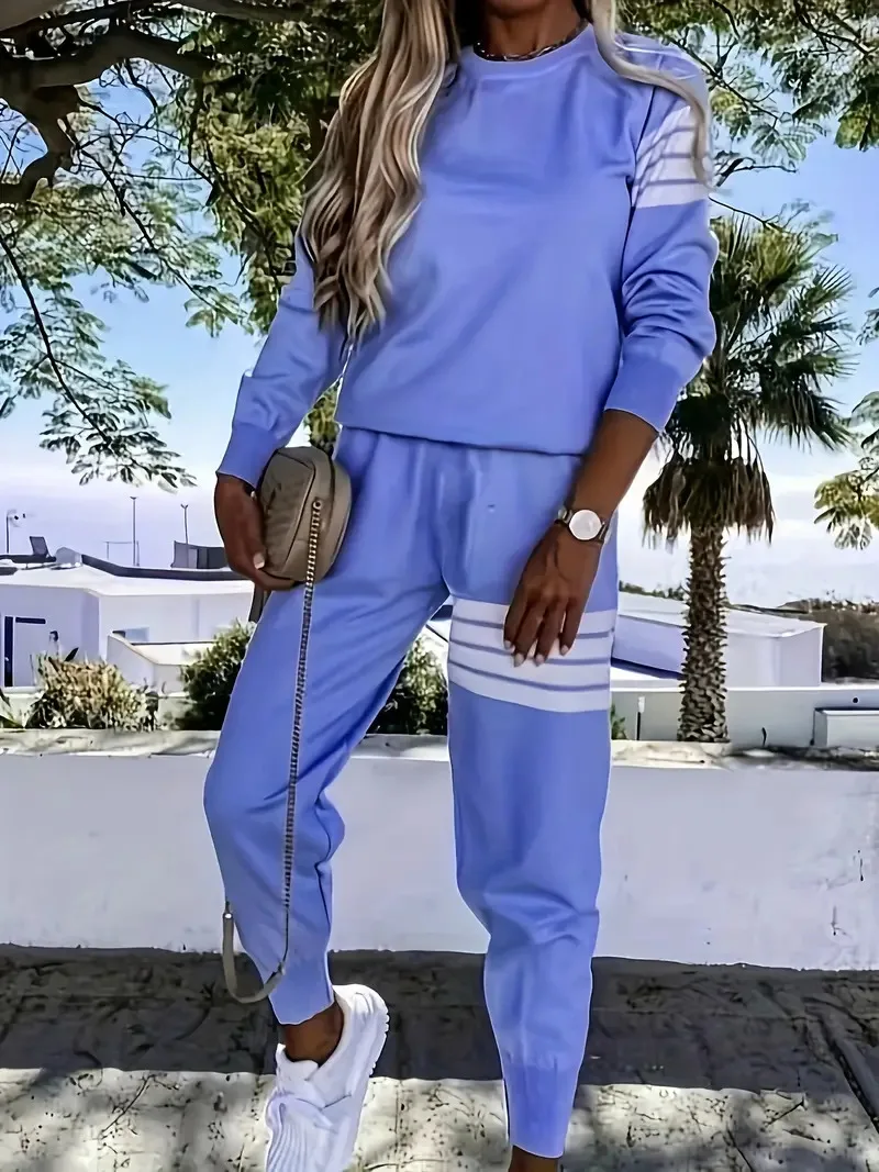 

Высококачественная Минималистичная полосатая женская новая нишевая толстовка с капюшоном и брюки с завязкой на талии комплект из двух предметов оптом 1 + ML1