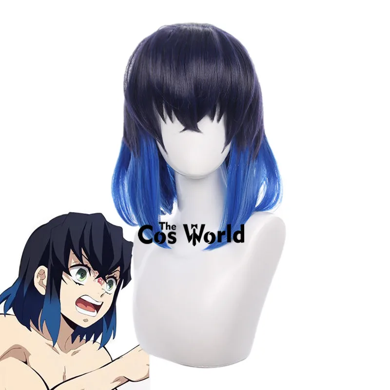 

Demon Slayer Hashibira Inosuke 40cm Halloween Anime Cosplay Wigs Synthetic Hair + Wig Cap