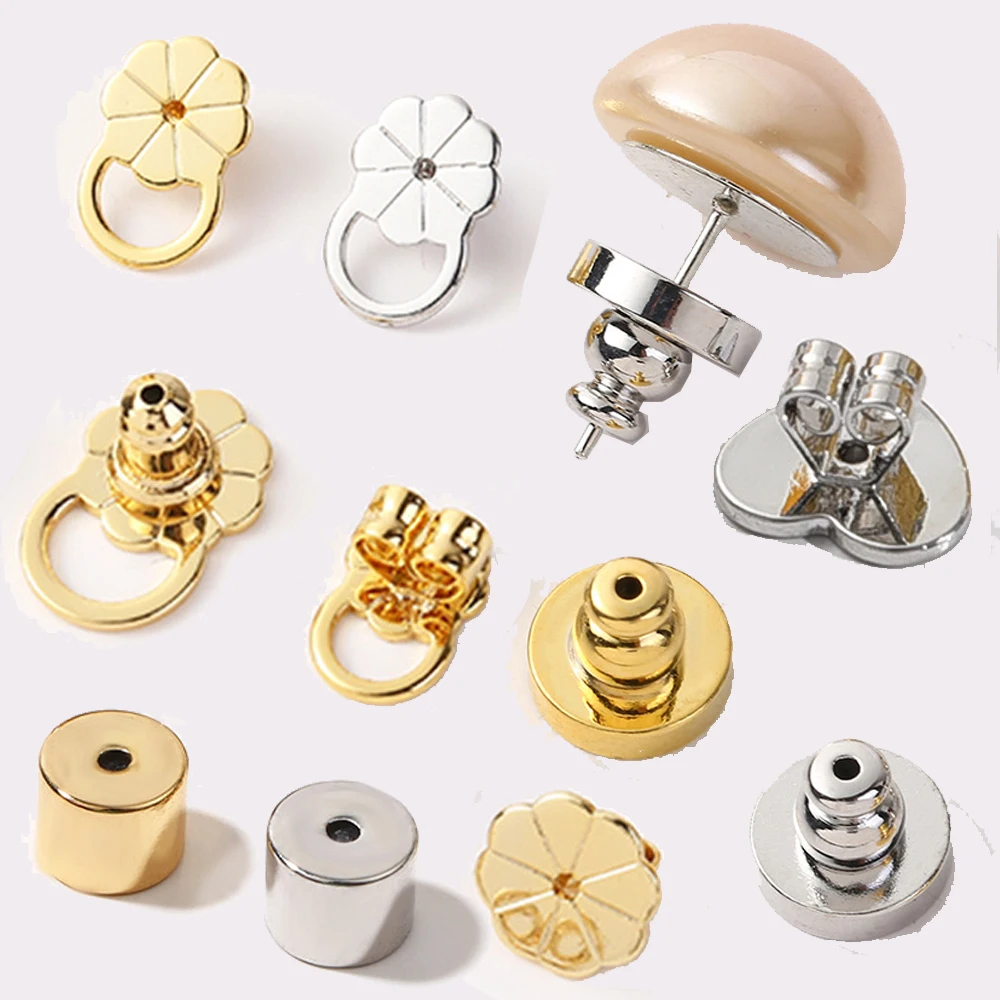 10pcs 18K Gold Earring Lifter Backs Replacements Hypoallergenic Secure Ear Locking for Studs Posts Heavy Droopy Jewelry Making